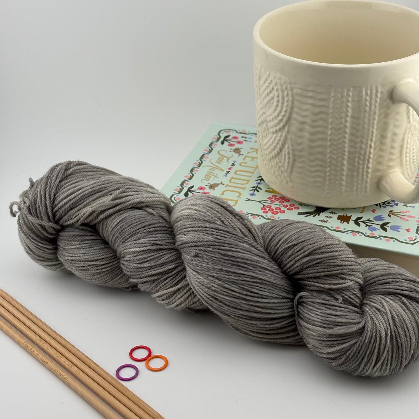 Silver Hand Dyed Fingering Weight Yarn