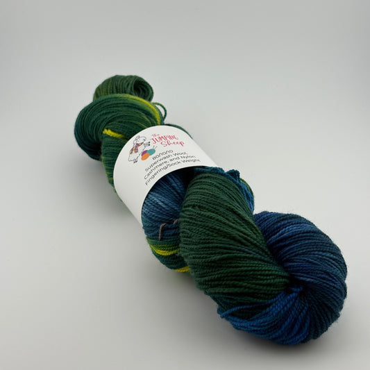 Rainforest Hand Dyed Fingering Weight Yarn