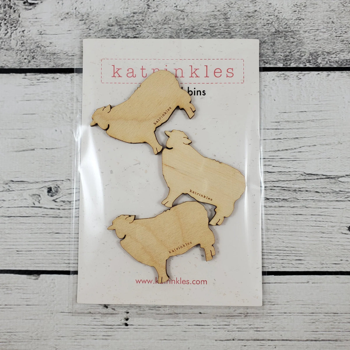Katrinkles Sheep Bobbins - Wood - Small - Card of 3