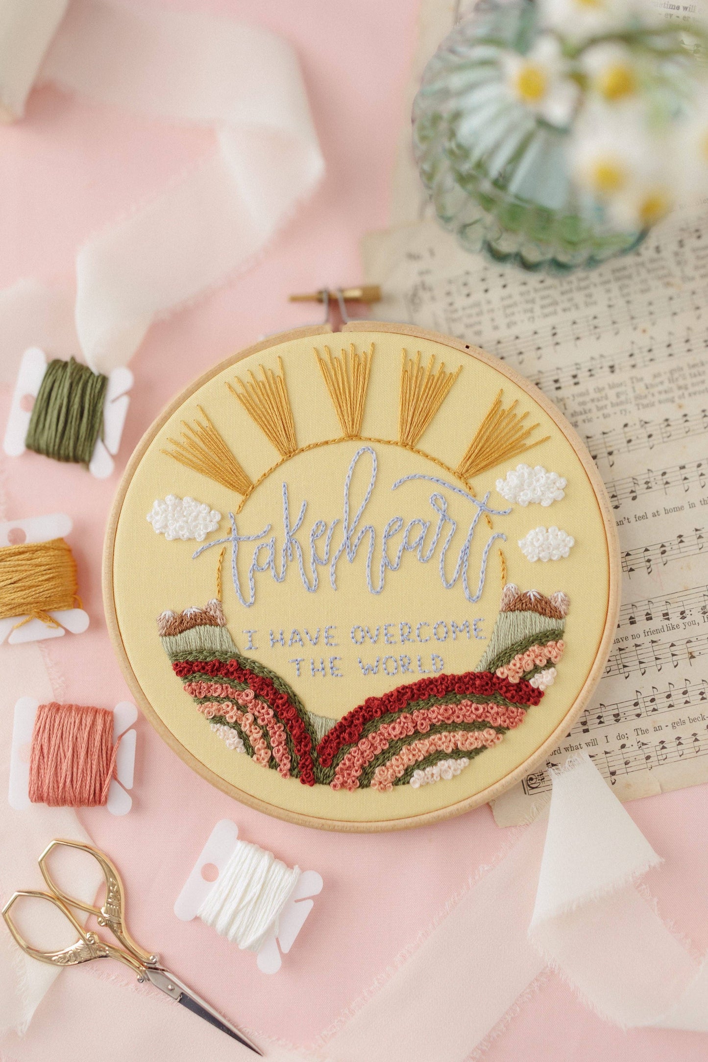 “Take Heart, I Have Overcome the World” Embroidery Kit (2026 Easter Stitch-Along)