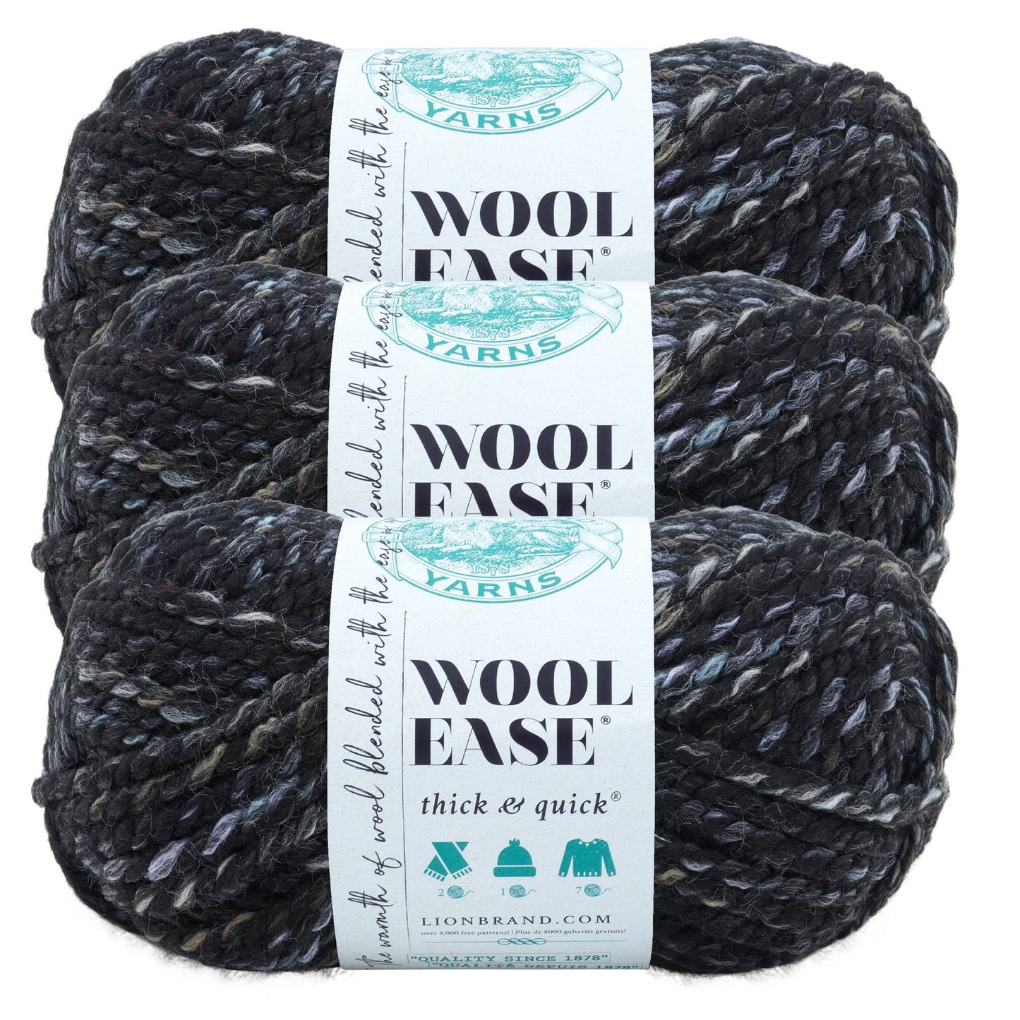Lion Brand Yarn Wool-Ease Thick & Quick Metropolis 3 Pack