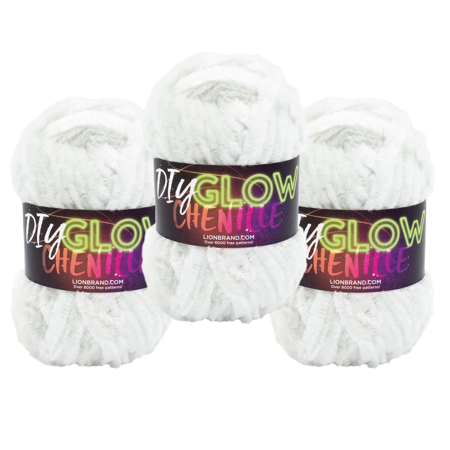 Lion Brand Yarn DIY Glow Chenille Pearl 3 Pack