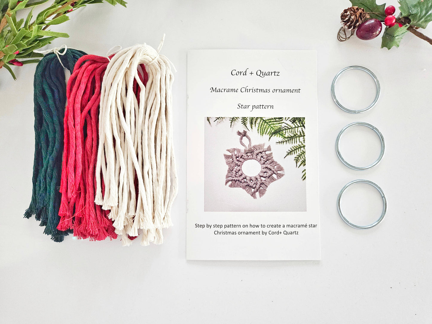 Macrame Christmas Star Ornament DIY KIT