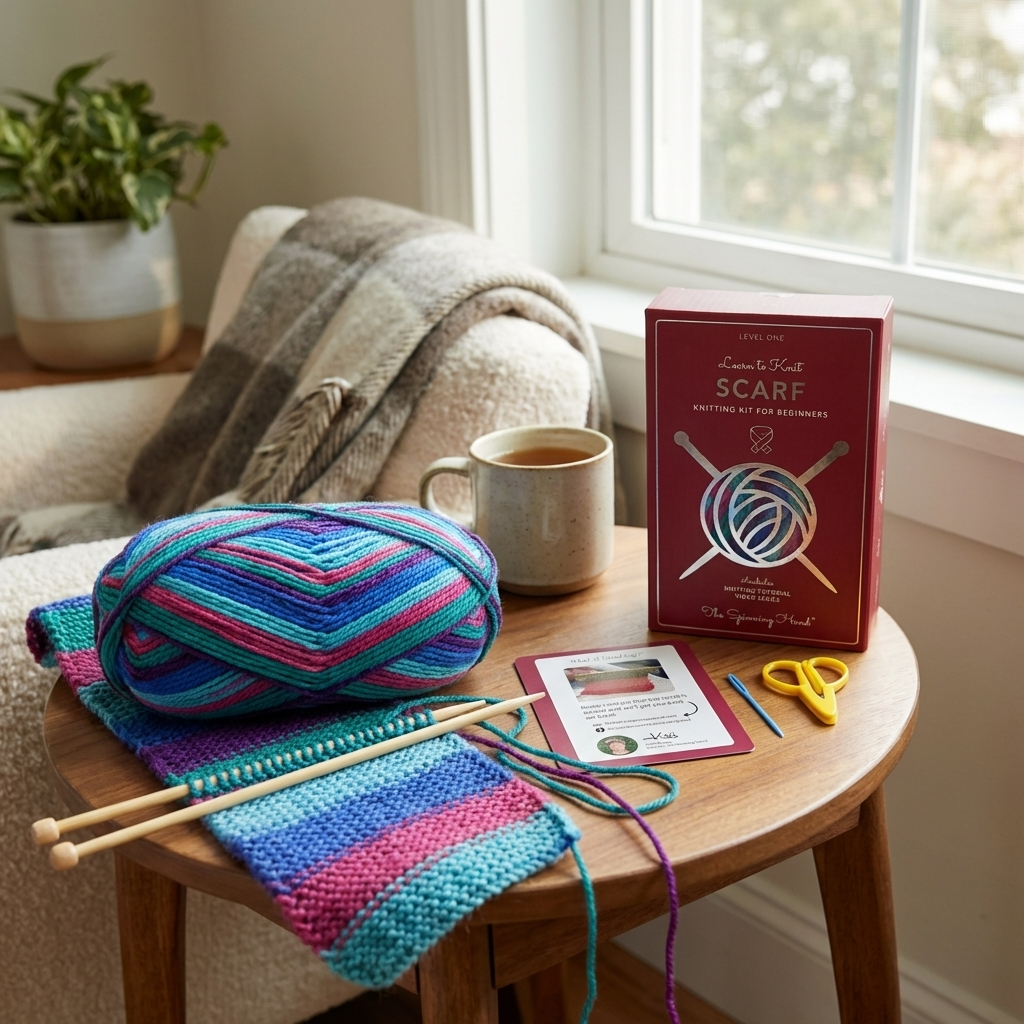 Tie Dye Learn to Knit Scarf Kit - Brand New Beginners