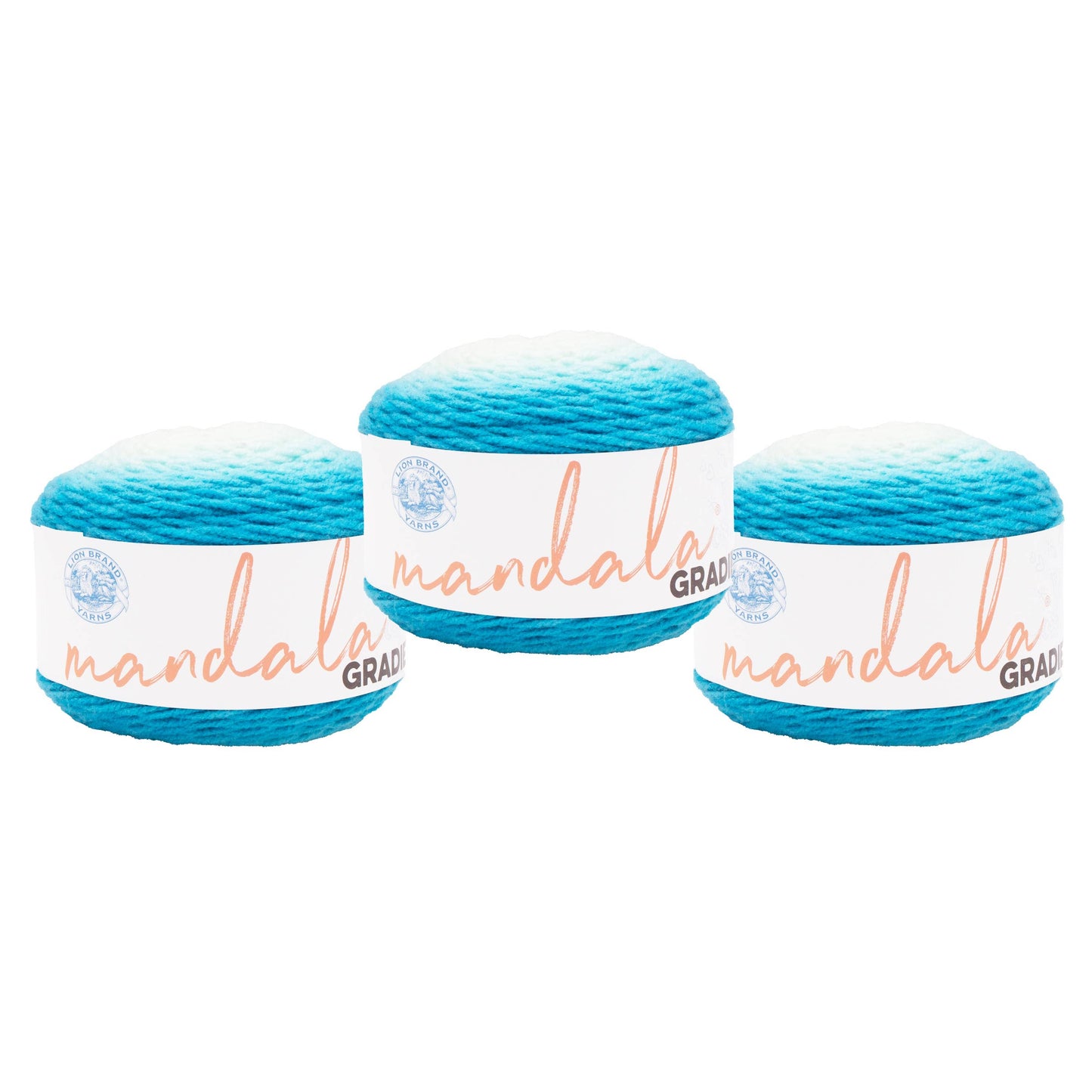 Lion Brand Yarn Mandala Gradient Aqua 3 Pack