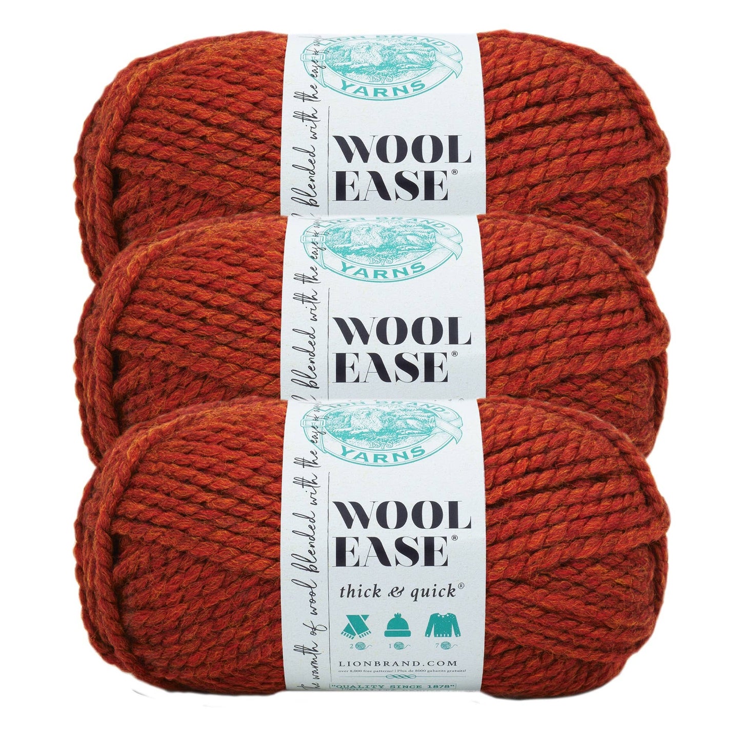 Lion Brand Yarn Wool-Ease Thick & Quick Spice 3 Pack