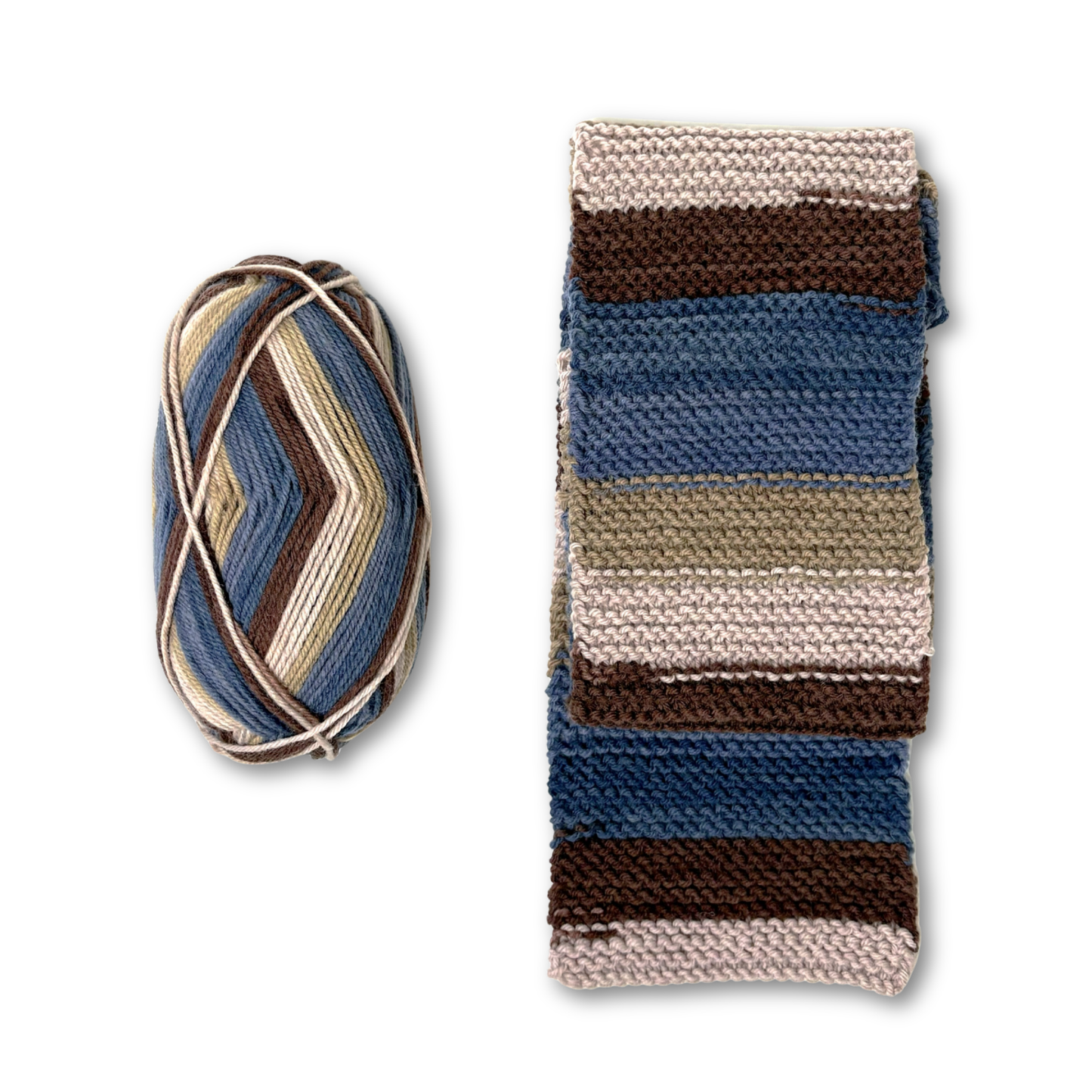 Learn to Knit Scarf Kit for Beginners | Timber - tan & blue
