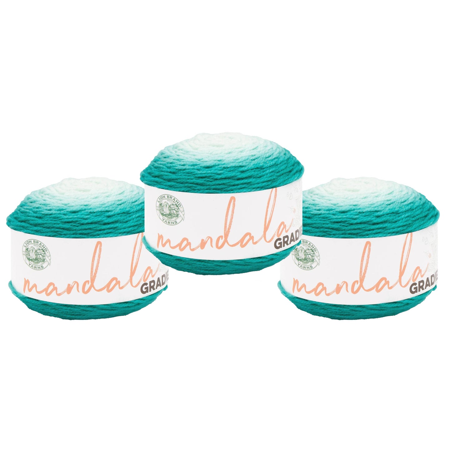 Lion Brand Yarn Mandala Gradient Seagreen 3 Pack