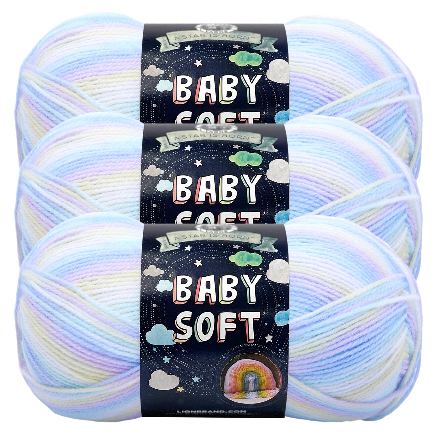 Lion Brand Yarn Baby Soft Pastel Print 3 Pack