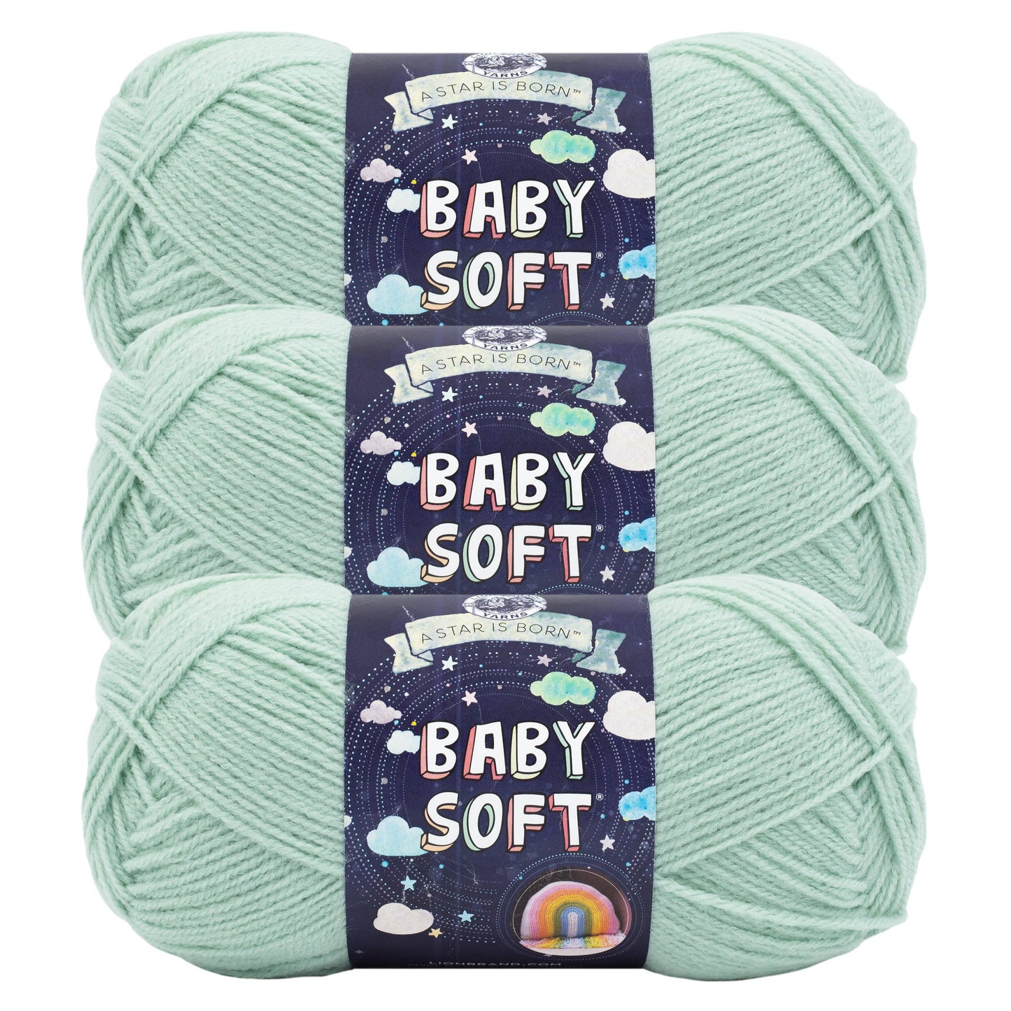 Lion Brand Yarn Baby Soft Dusty Green 3 Pack