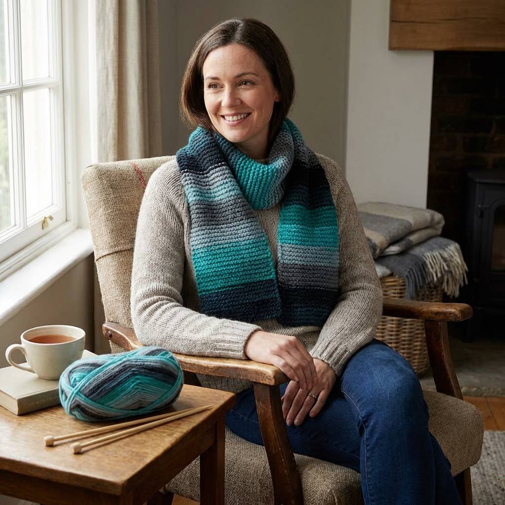 Blue Learn to Knit Scarf Kit Gift Edition: for Teens, Adults