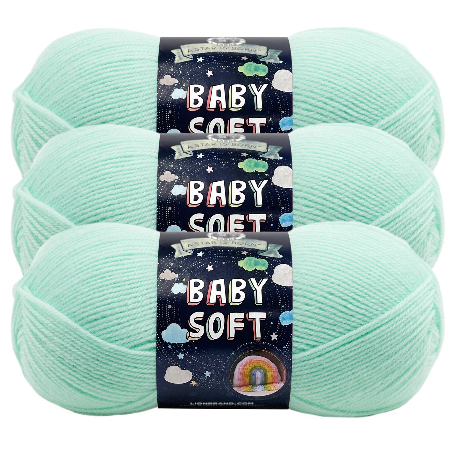 Lion Brand Yarn Baby Soft Mint 3 Pack