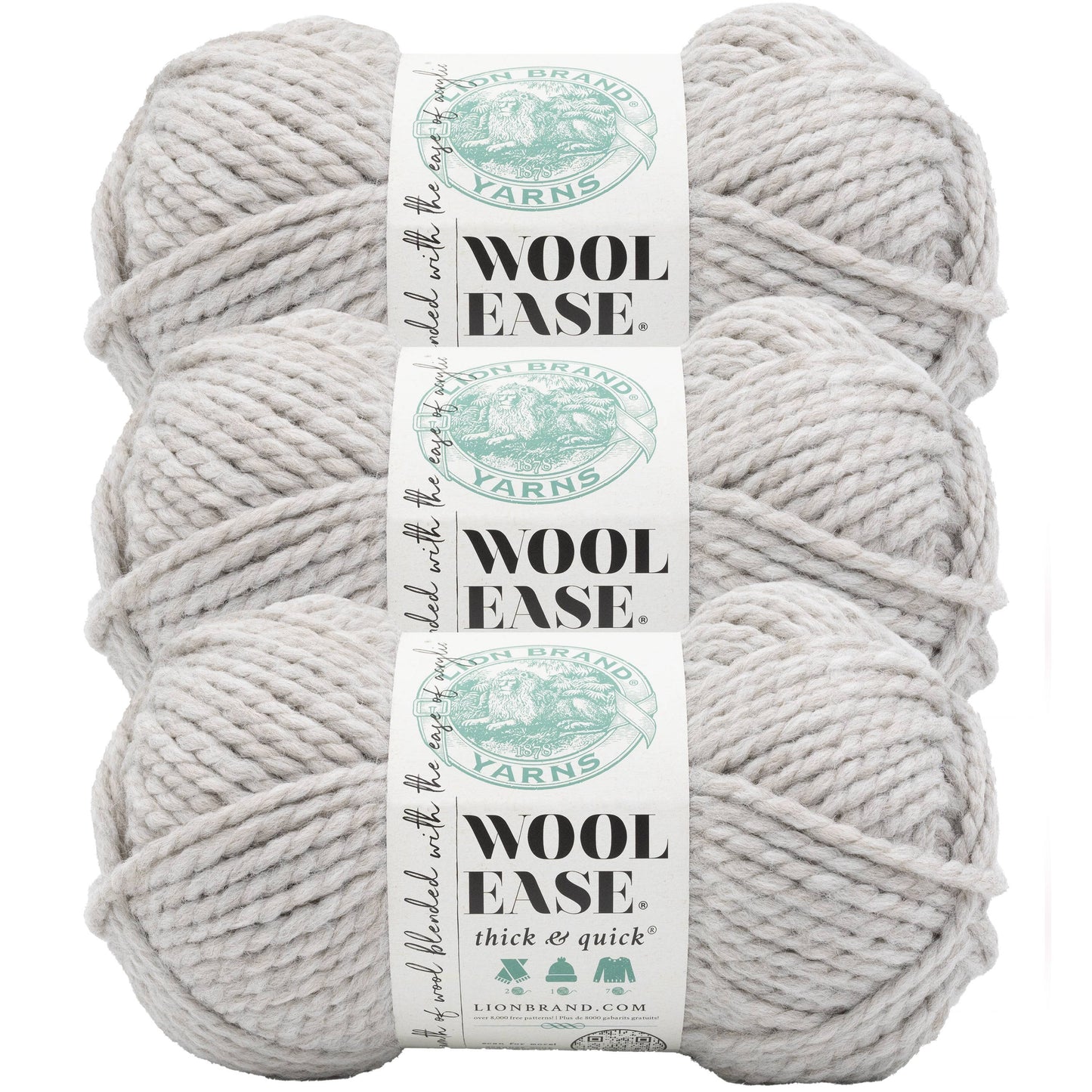 Lion Brand Yarn Wool-Ease Thick & Quick Parchment 3 Pack