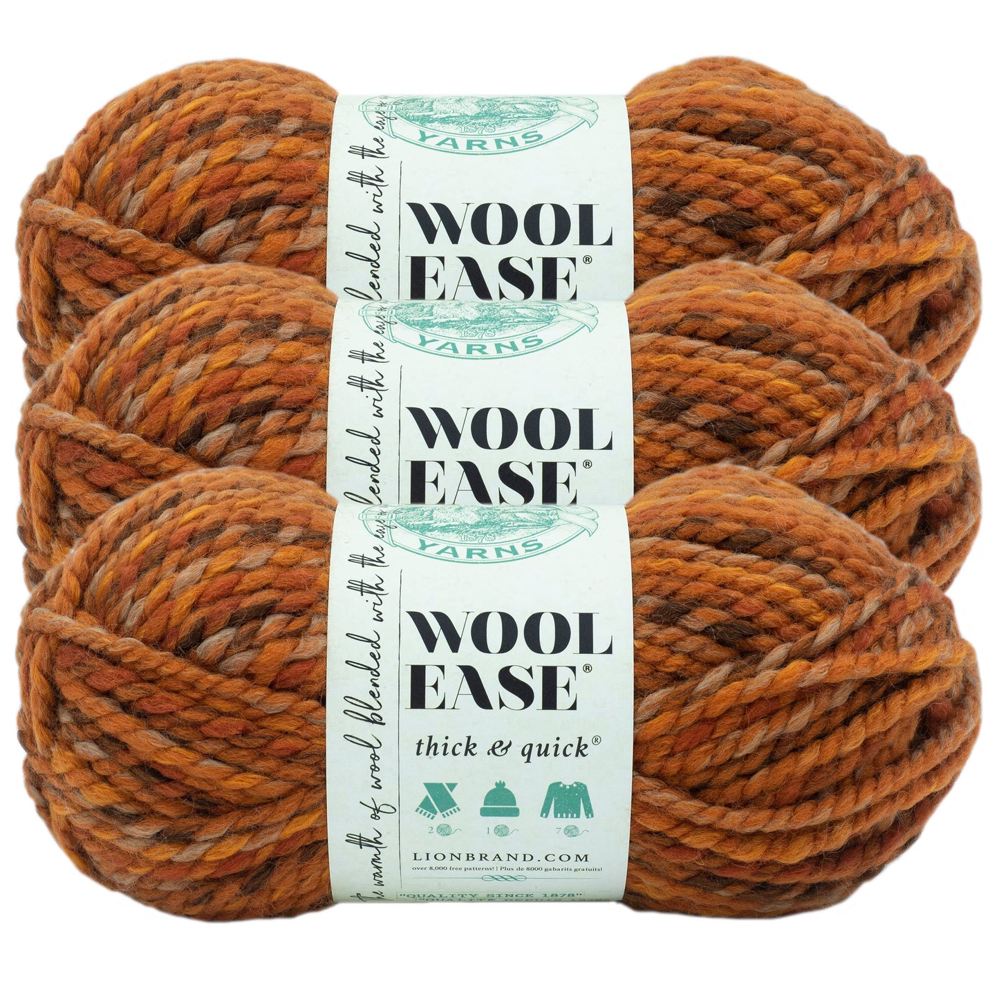 Lion Brand Yarn Wool-Ease Thick & Quick Fall Leaves 3 Pack