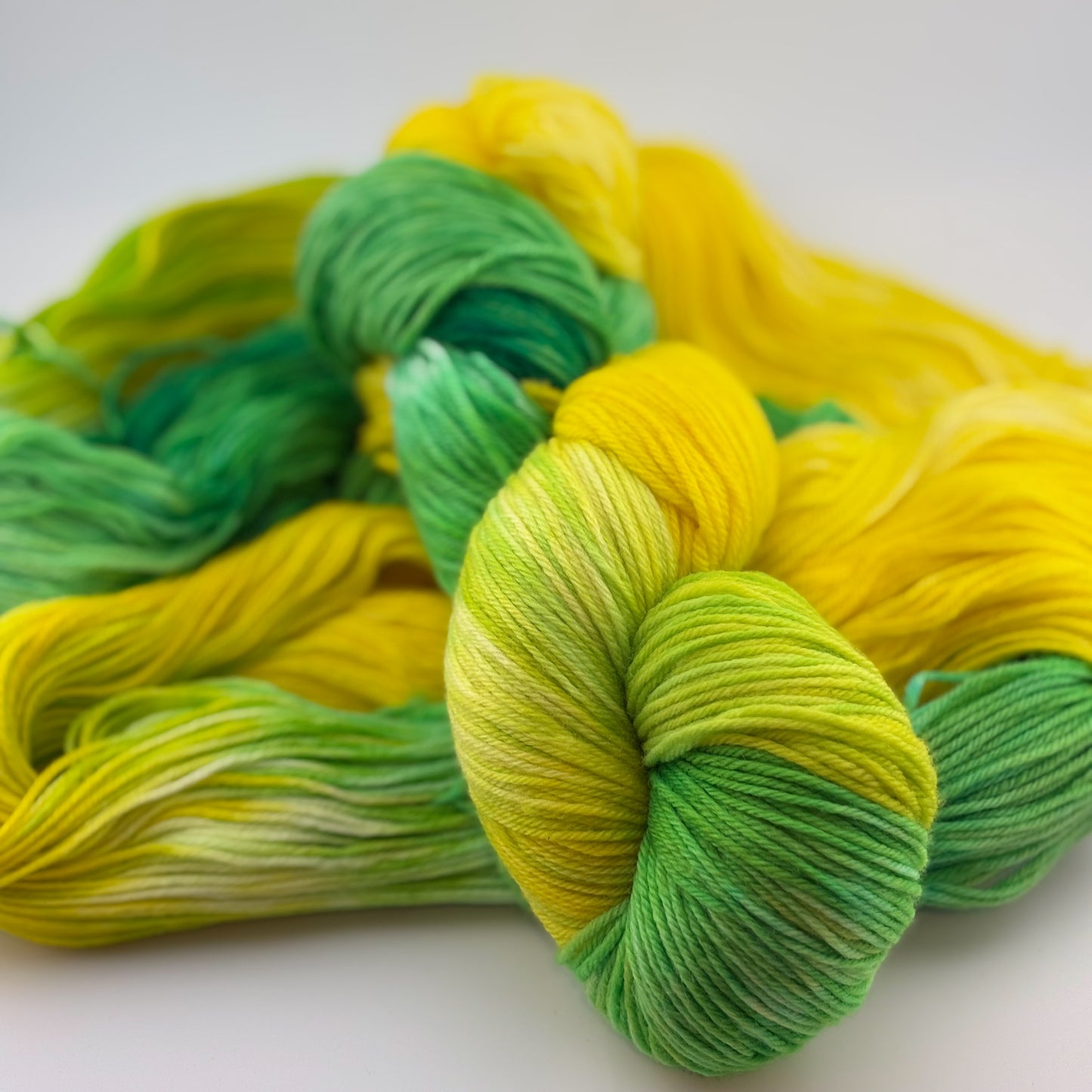 Lemon Lime Hand Dyed Fingering Weight Yarn