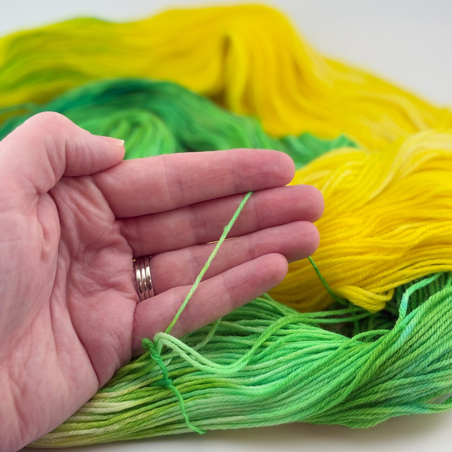 Lemon Lime Hand Dyed Fingering Weight Yarn