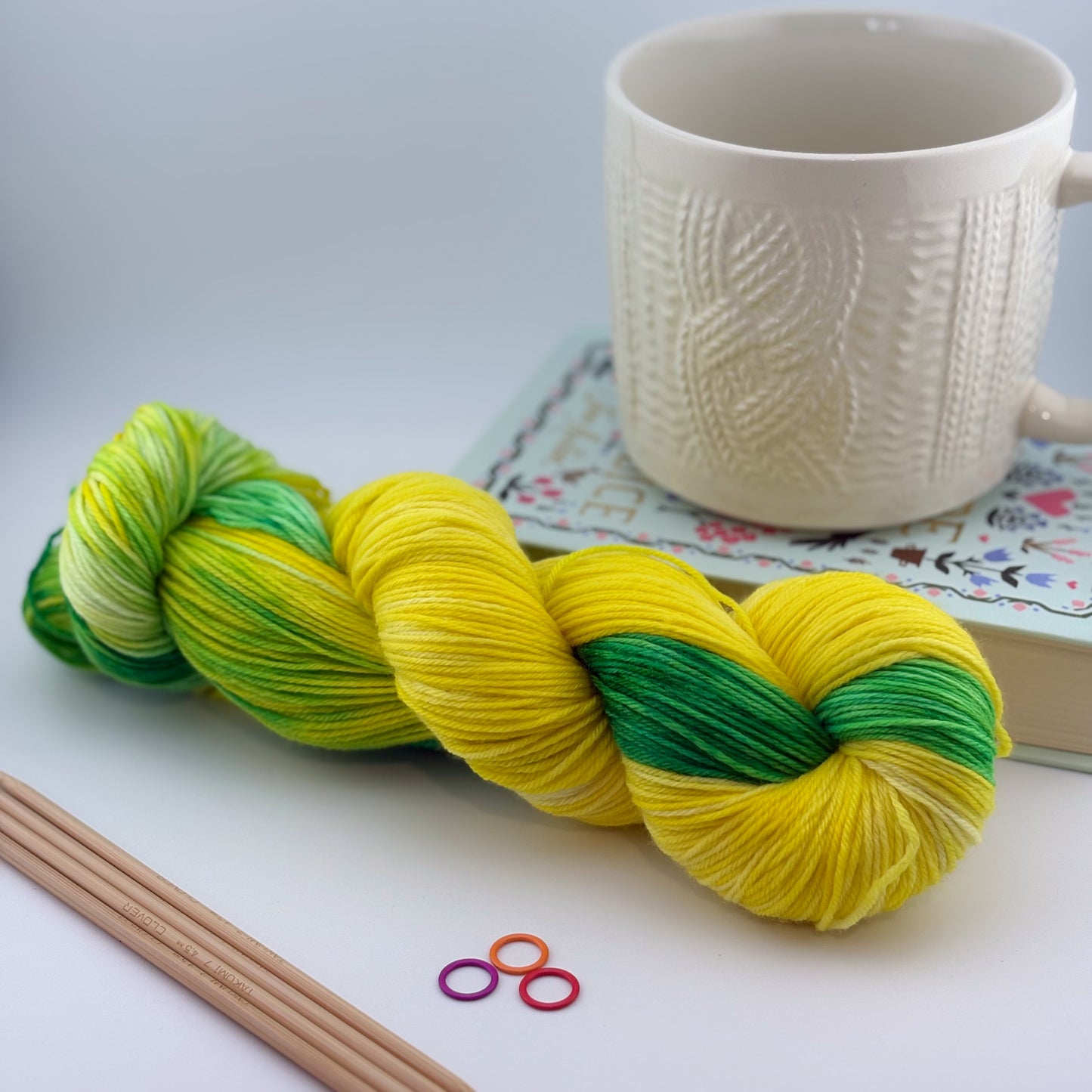Lemon Lime Hand Dyed Fingering Weight Yarn