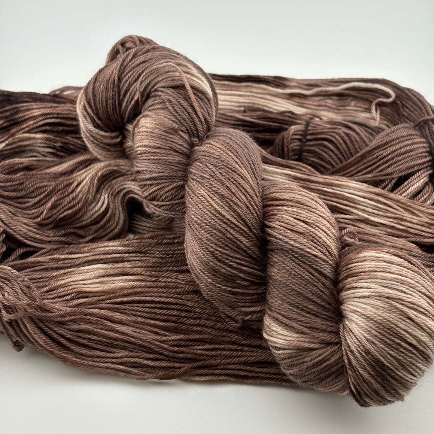 Coffee Hand Dyed Fingering Weight Yarn
