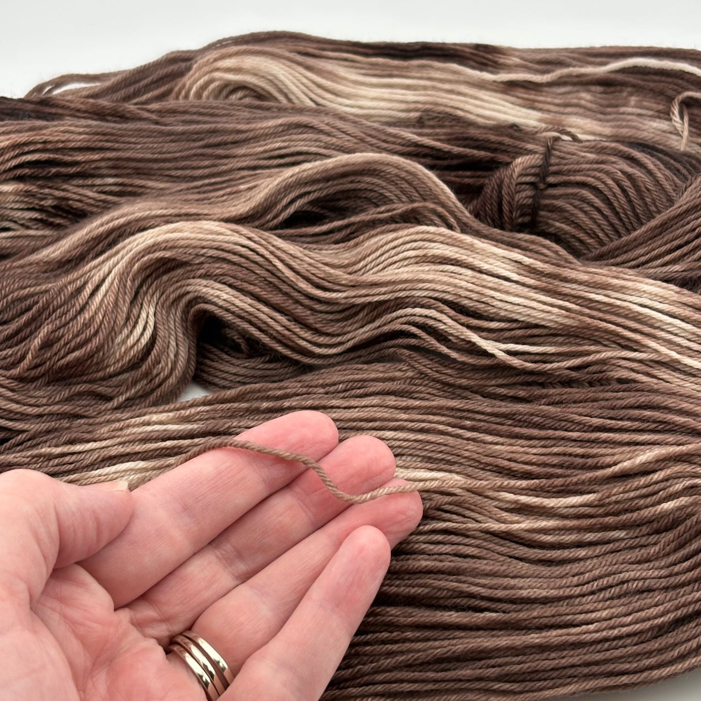 Coffee Hand Dyed Fingering Weight Yarn