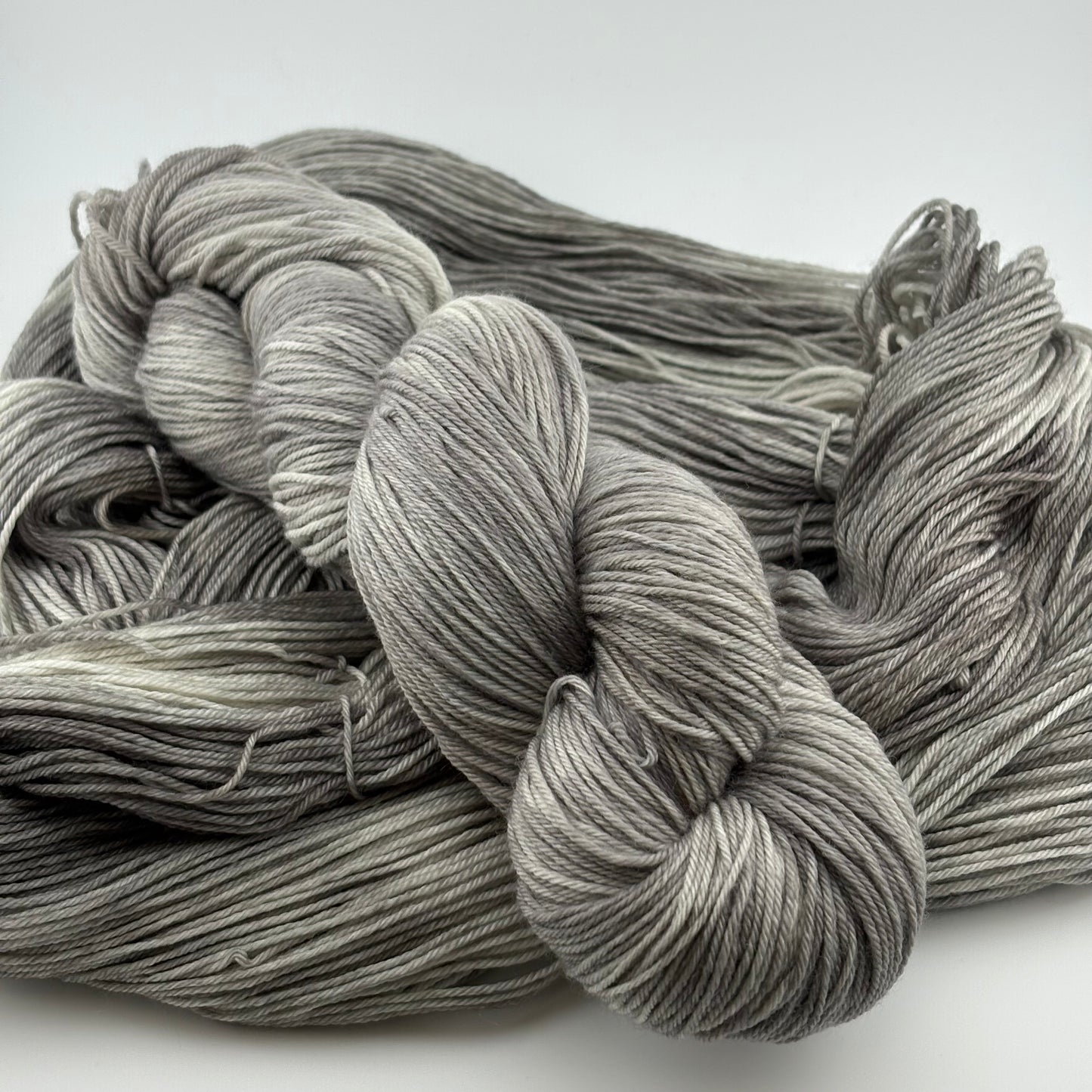Silver Hand Dyed Fingering Weight Yarn