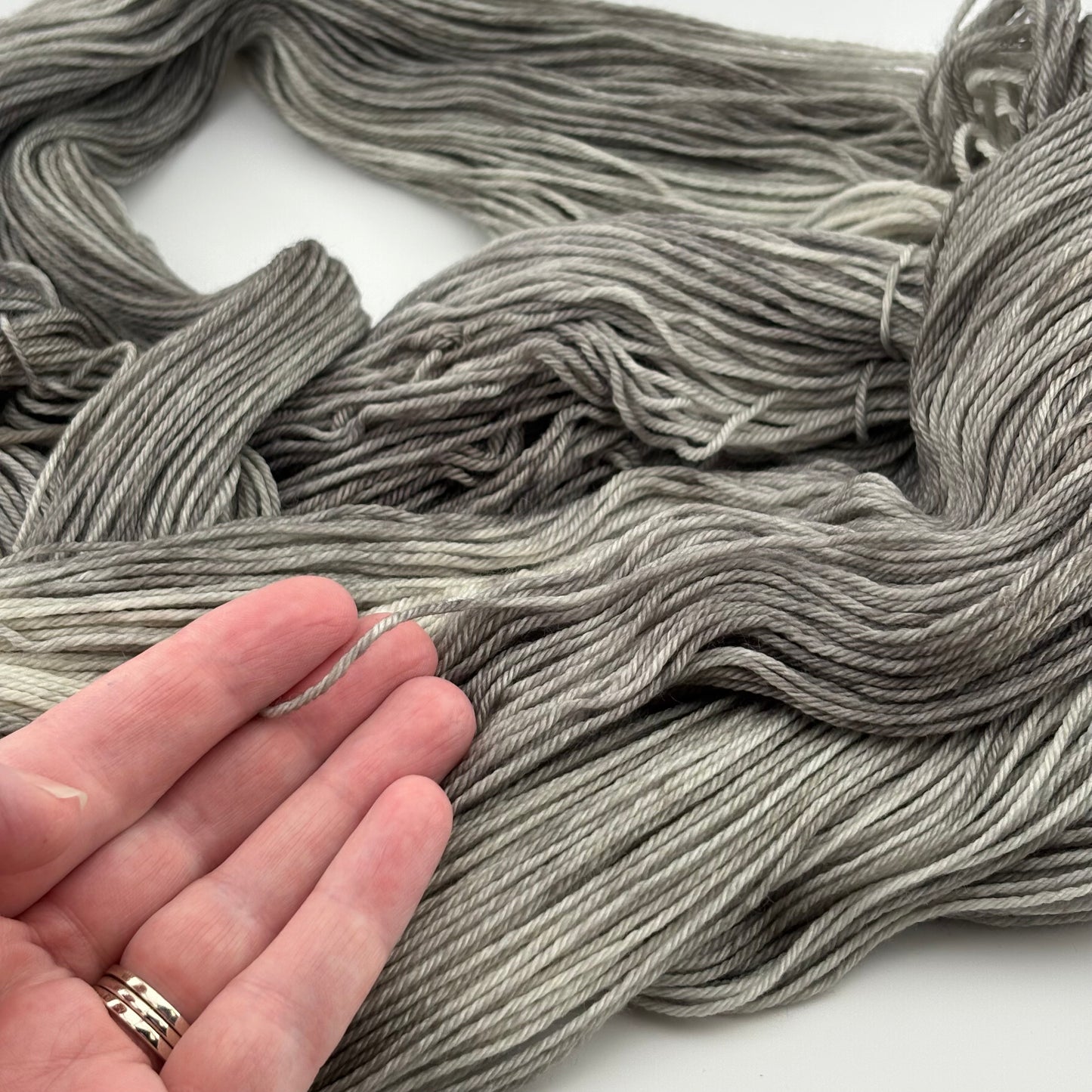 Silver Hand Dyed Fingering Weight Yarn