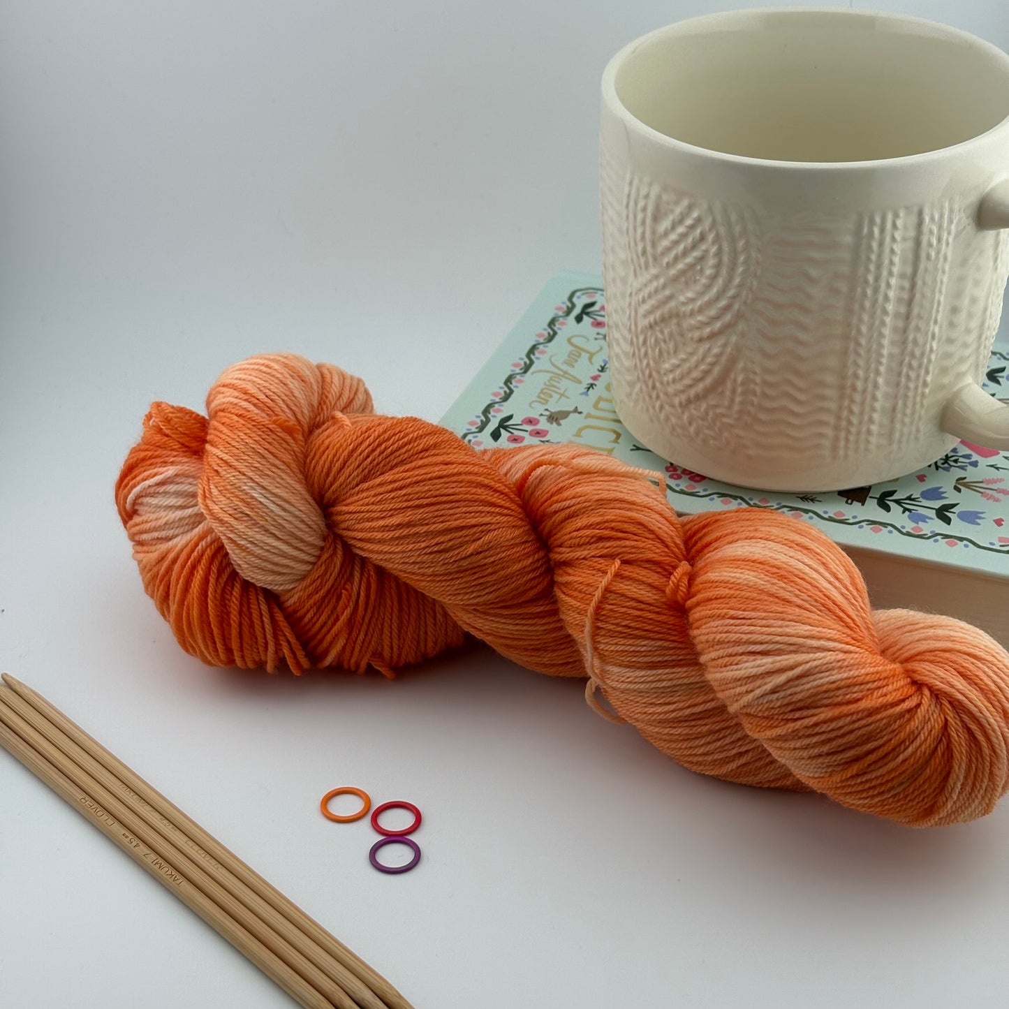Clementine Hand Dyed Fingering Weight Yarn