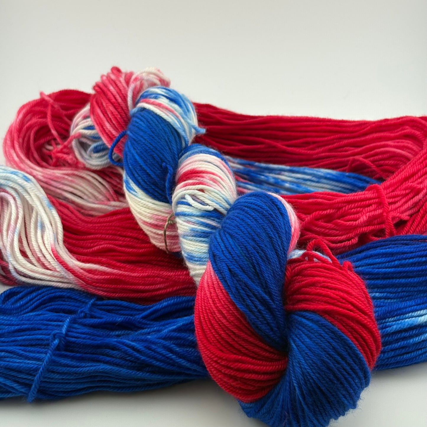 4th of July Hand Dyed Fingering Weight Yarn