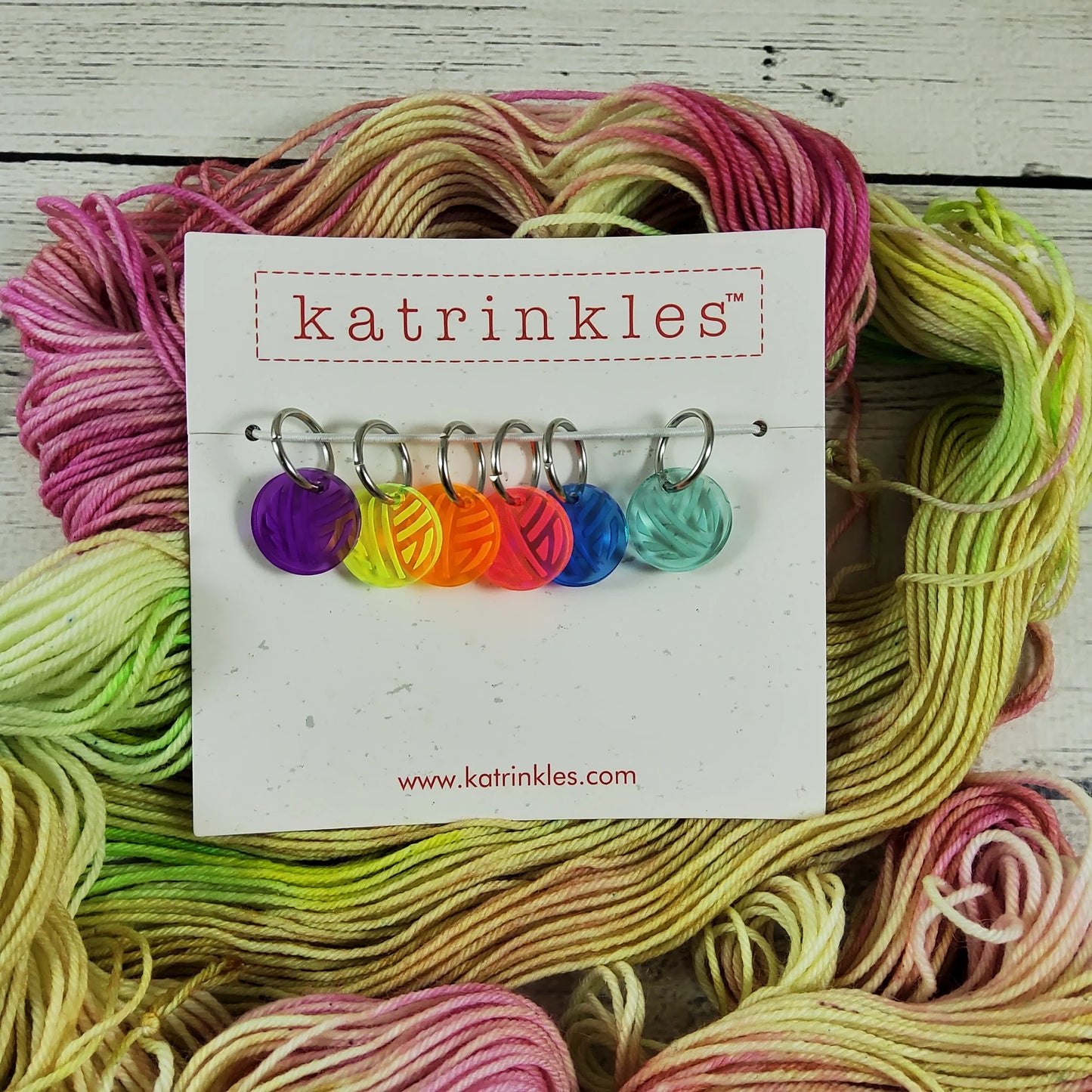 Katrinkles Neon Yarn Ball Stitch Marker Set