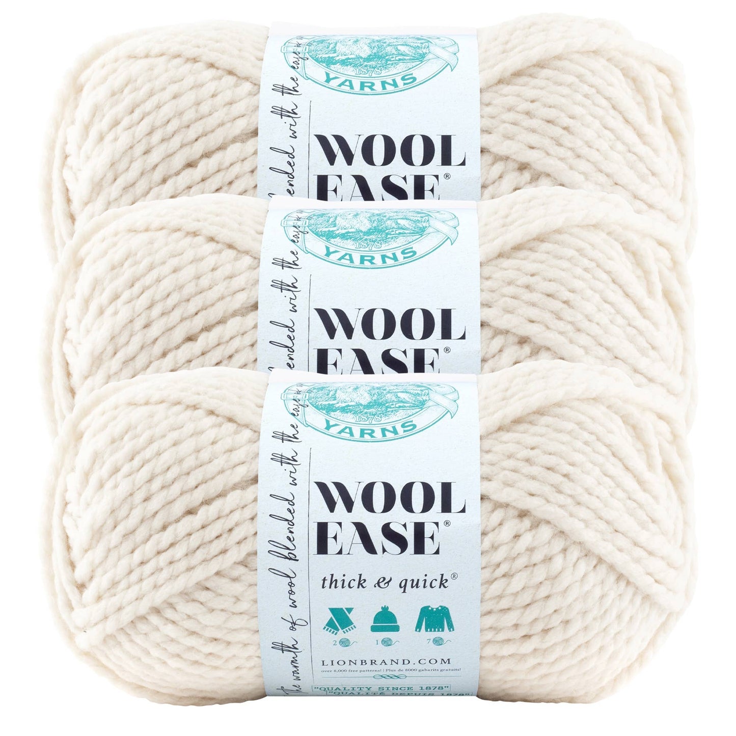 Lion Brand Yarn Wool-Ease Thick & Quick Fisherman 3 Pack