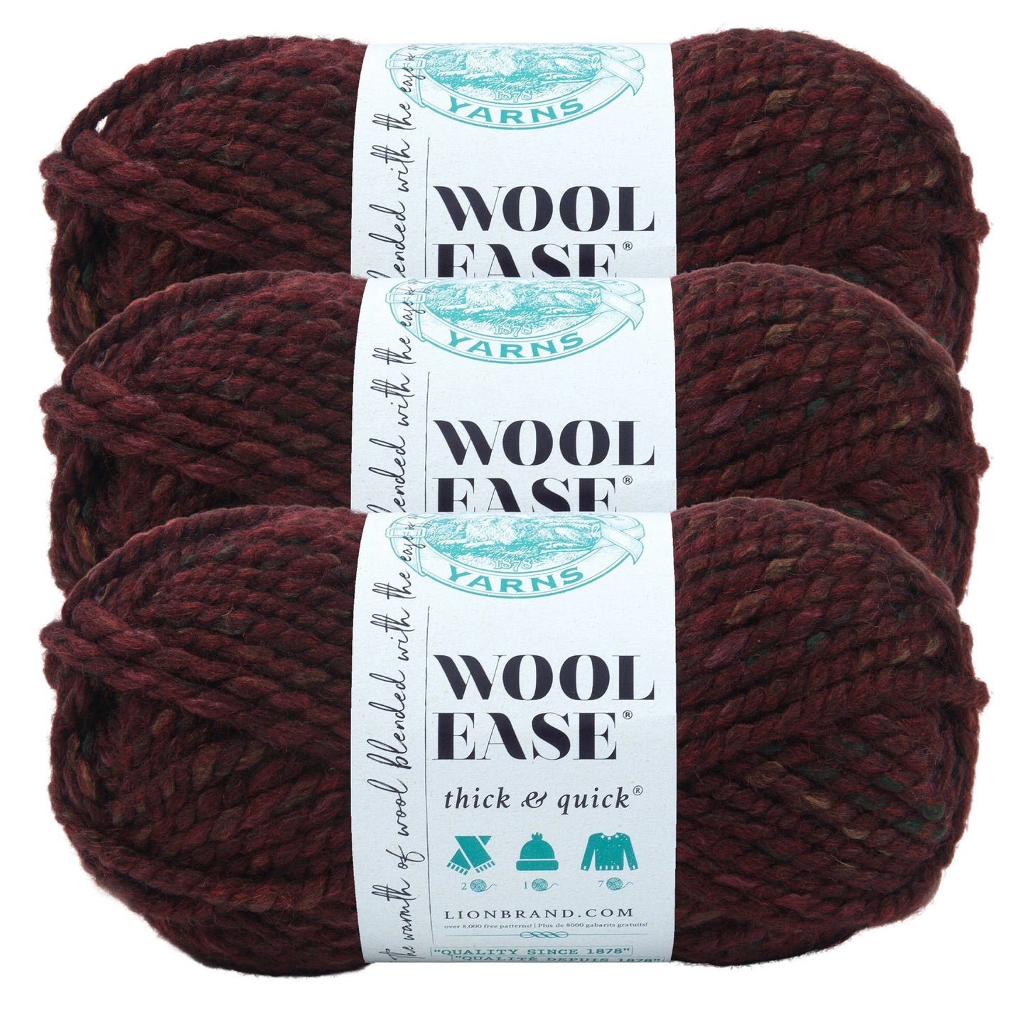Lion Brand Yarn Wool-Ease Thick & Quick Spiced Apple 3 Pack