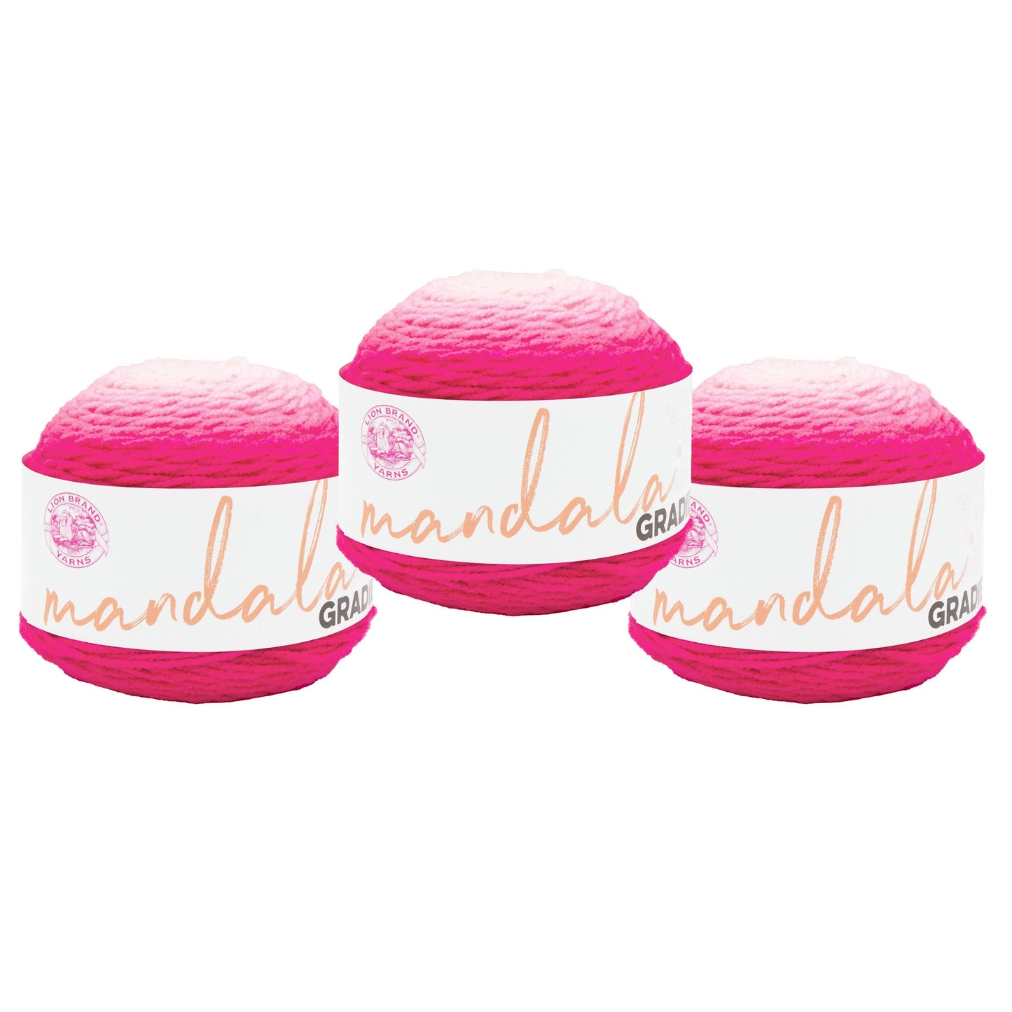 Lion Brand Yarn Mandala Gradient Hot Pink 3 Pack