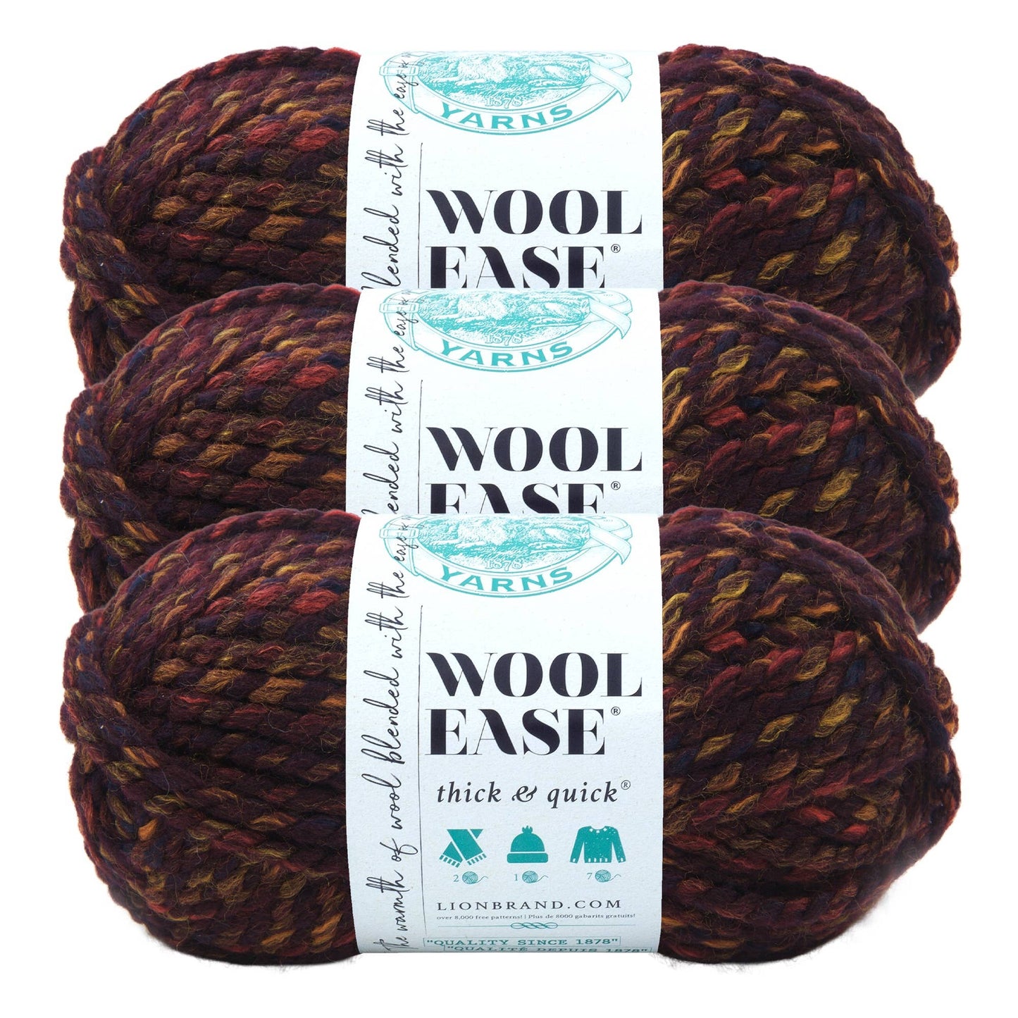 Lion Brand Yarn Wool-Ease Thick & Quick Harvest 3 Pack