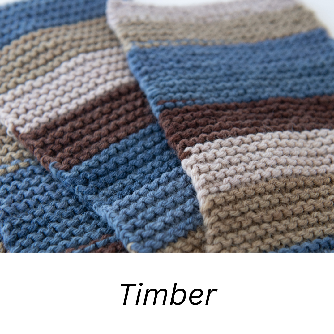 Learn to Knit Scarf Kit for Beginners | Timber - tan & blue