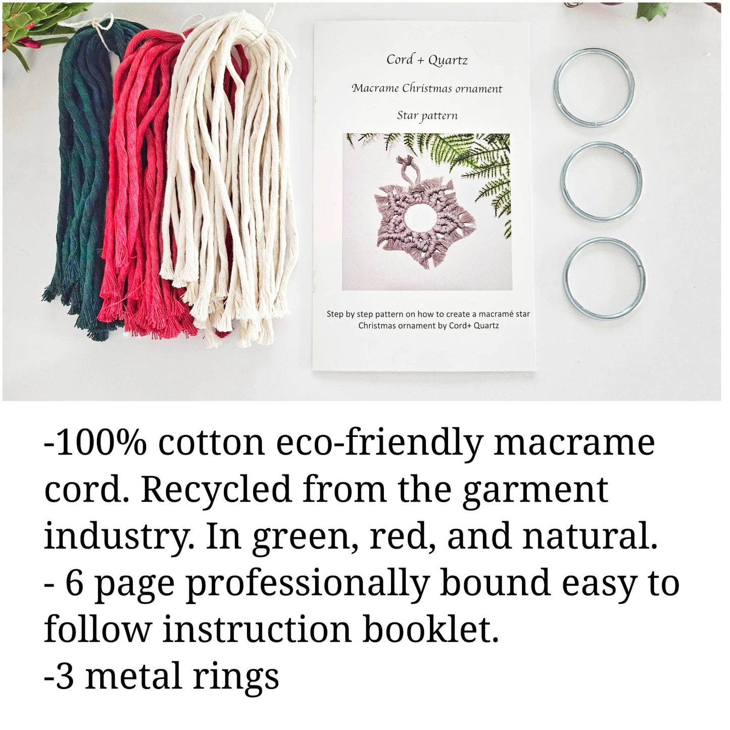 Macrame Christmas Star Ornament DIY KIT