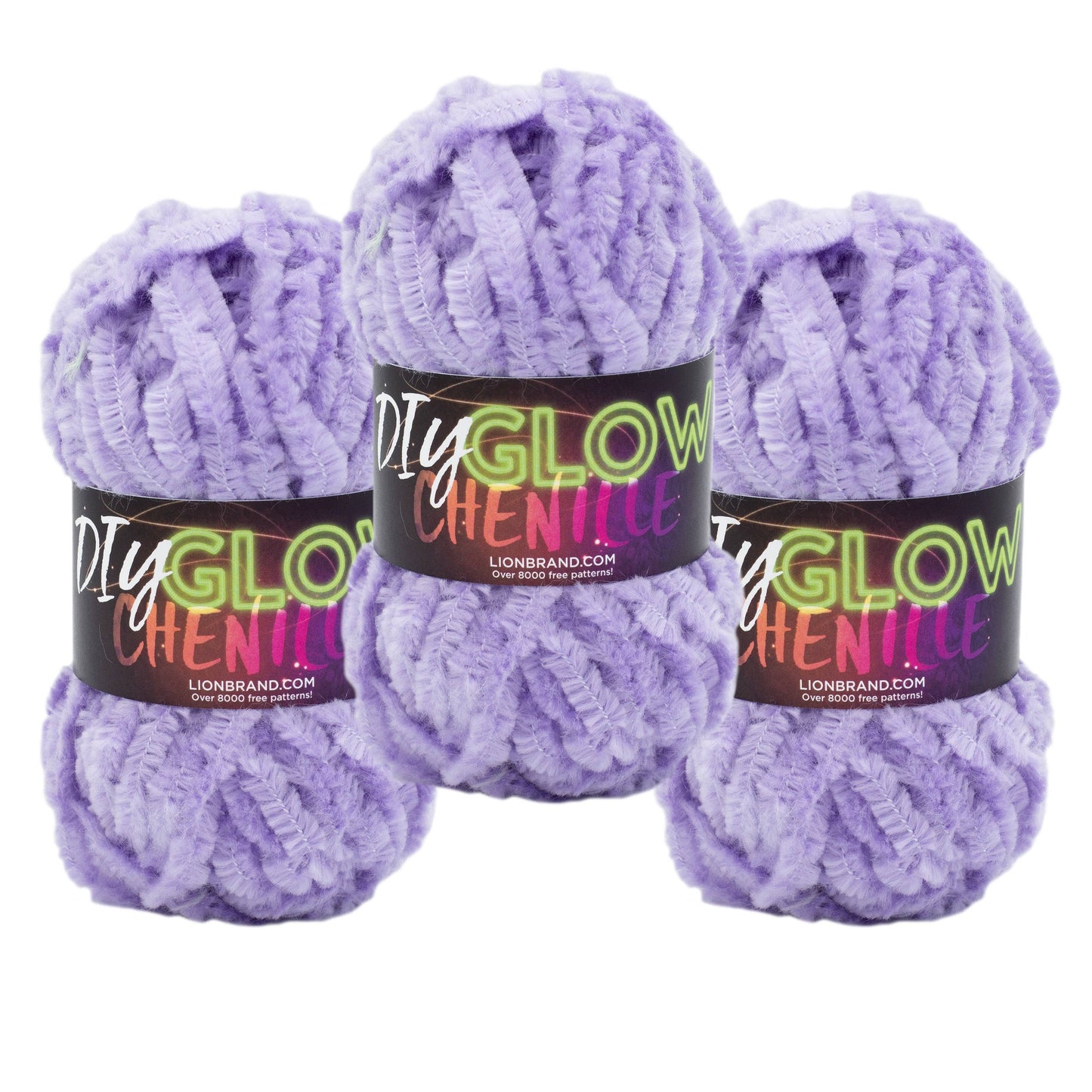 Lion Brand Yarn DIY Glow Chenille Purple 3 Pack