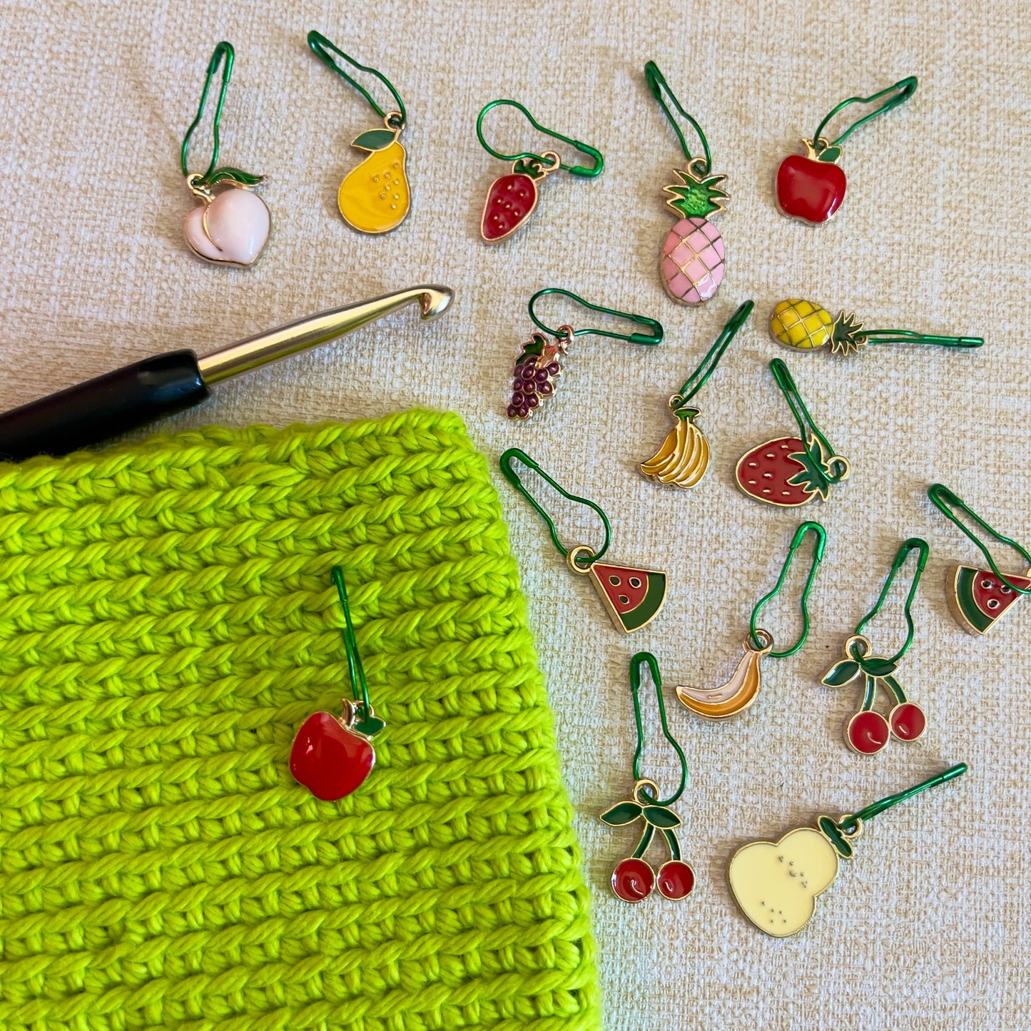 Fruit Basket Stitch Markers, Set of 8