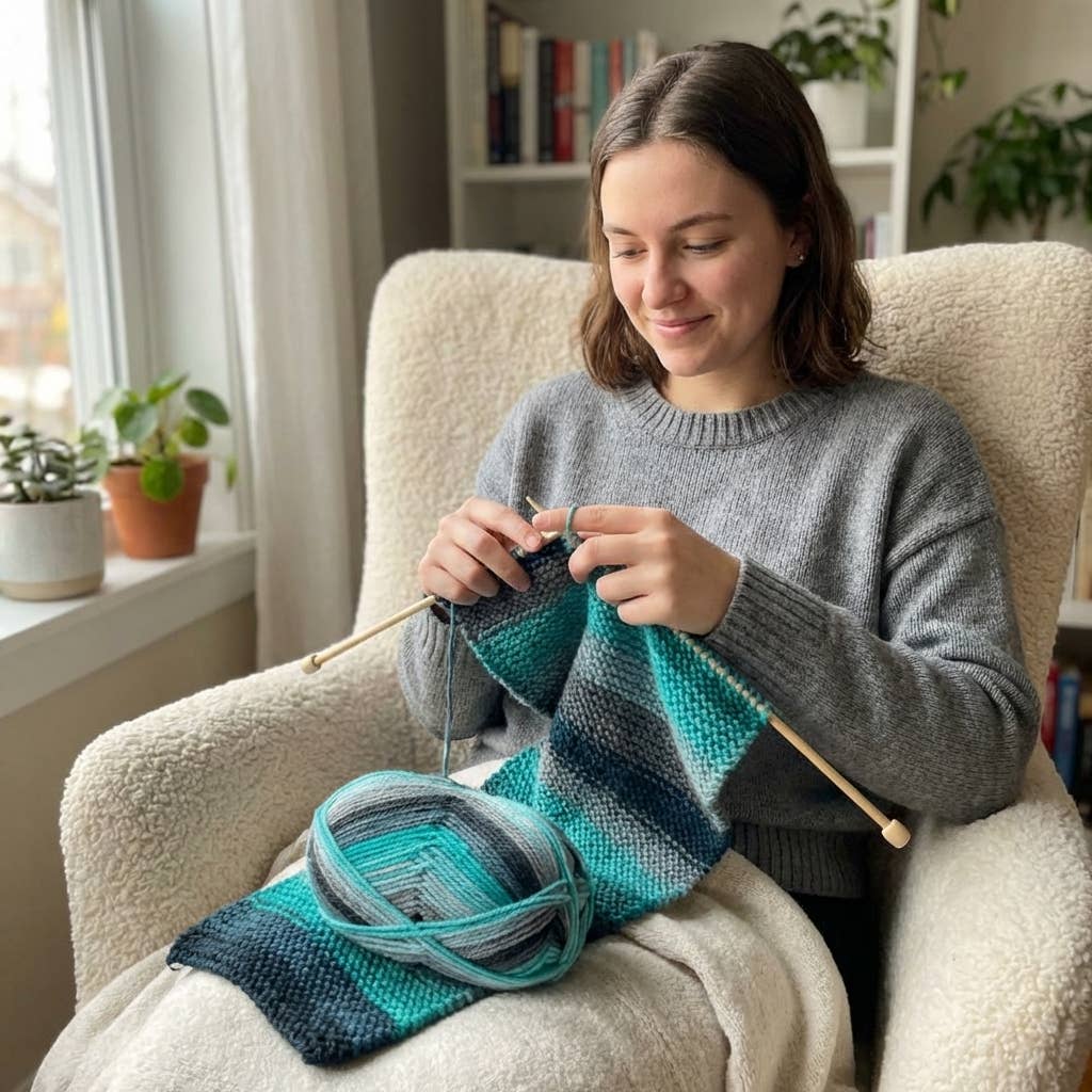Blue Learn to Knit Scarf Kit Gift Edition: for Teens, Adults