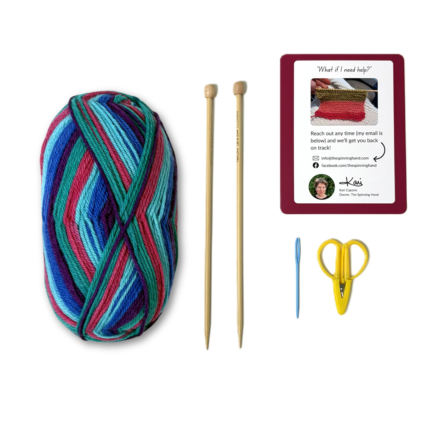 Tie Dye Learn to Knit Scarf Kit - Brand New Beginners