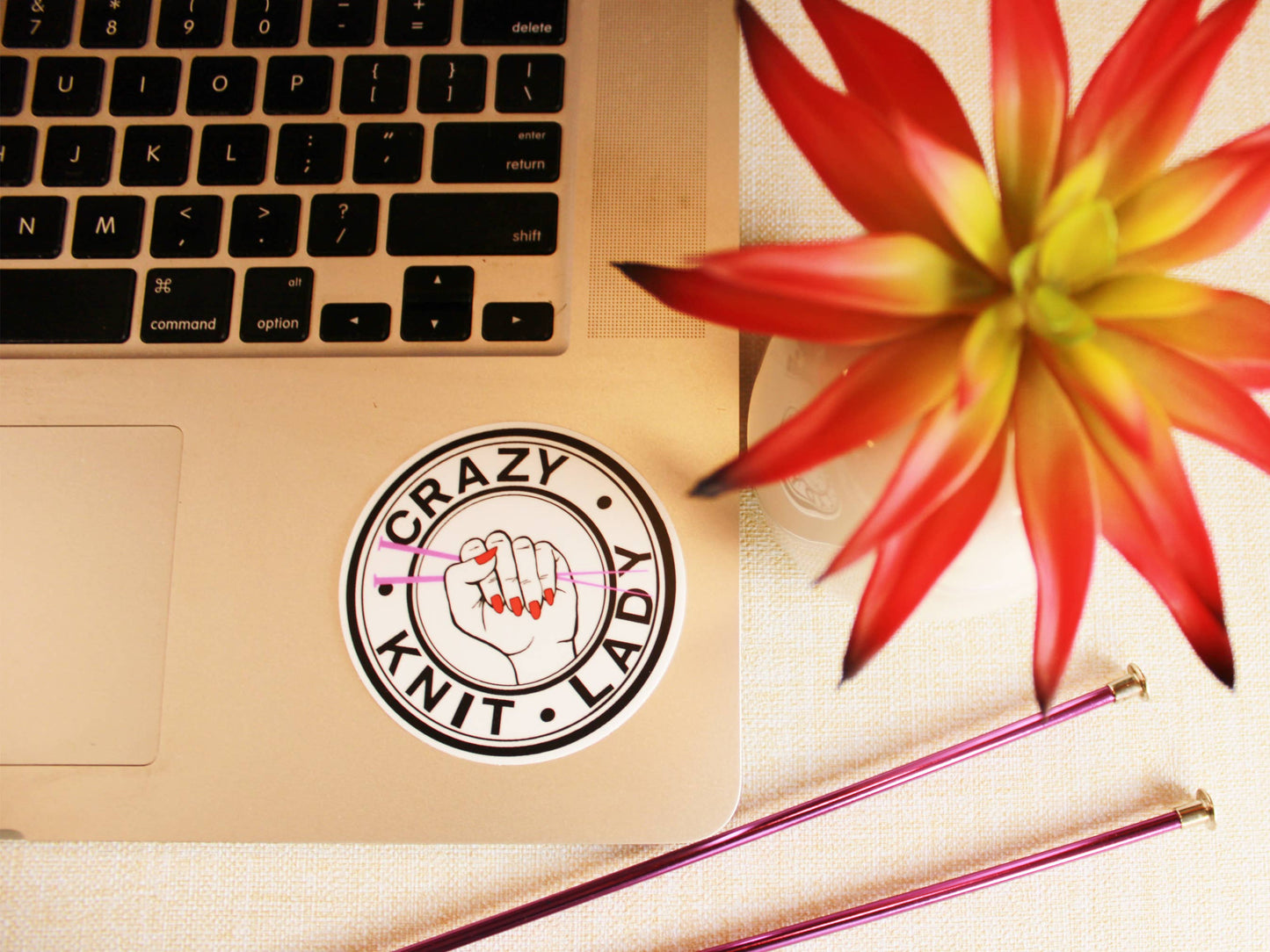 Crazy Crochet and Knit Lady Sticker