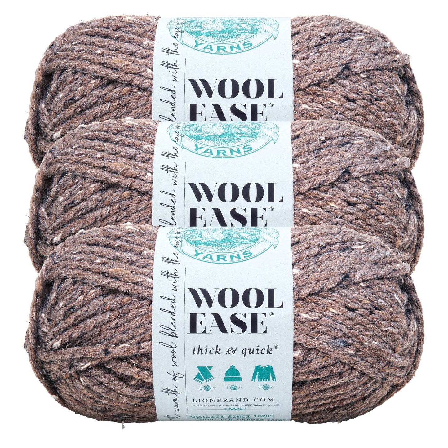 Lion Brand Yarn Wool-Ease Thick & Quick Barley 3 Pack
