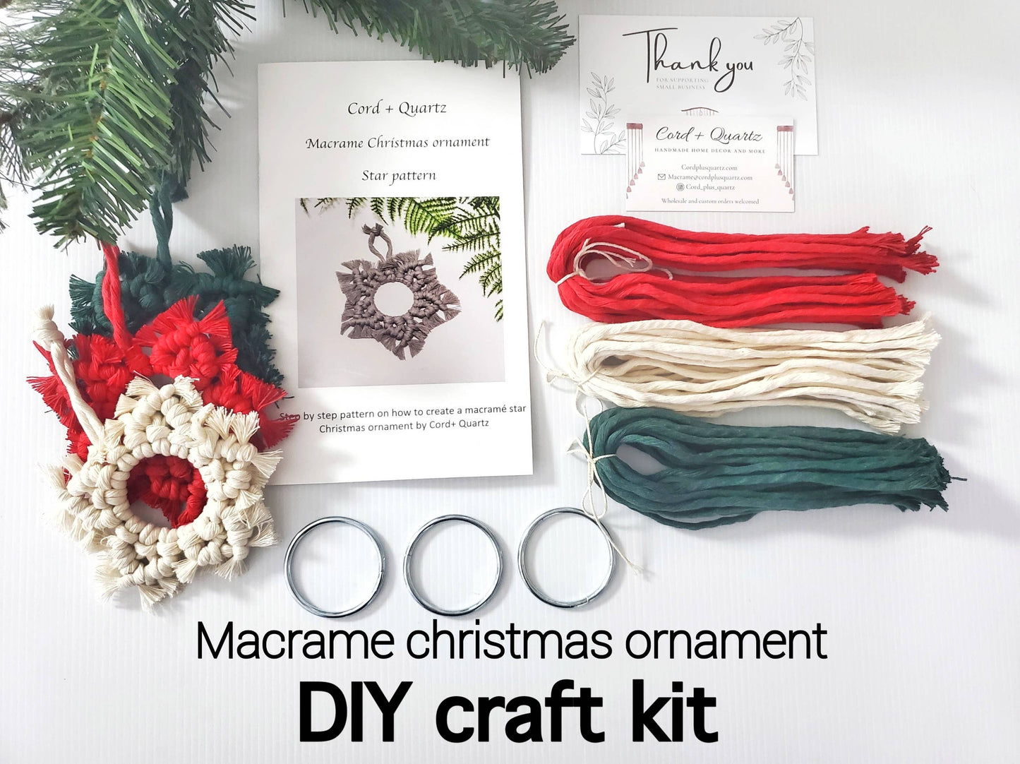 Macrame Christmas Star Ornament DIY KIT